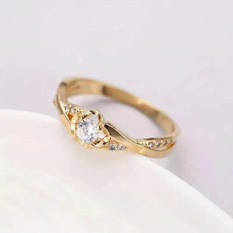 Gold Forged Stoned Ring