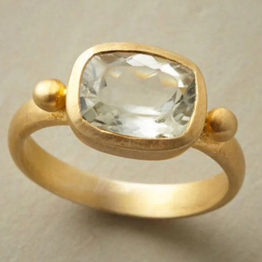 Vintage White Glass Silver Ring
