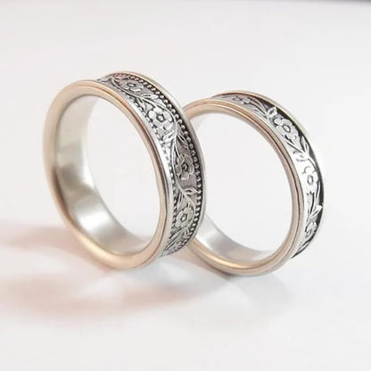 Silvered Flower Trail Ring