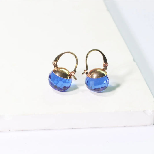 Blue Carved Bloom Earrings