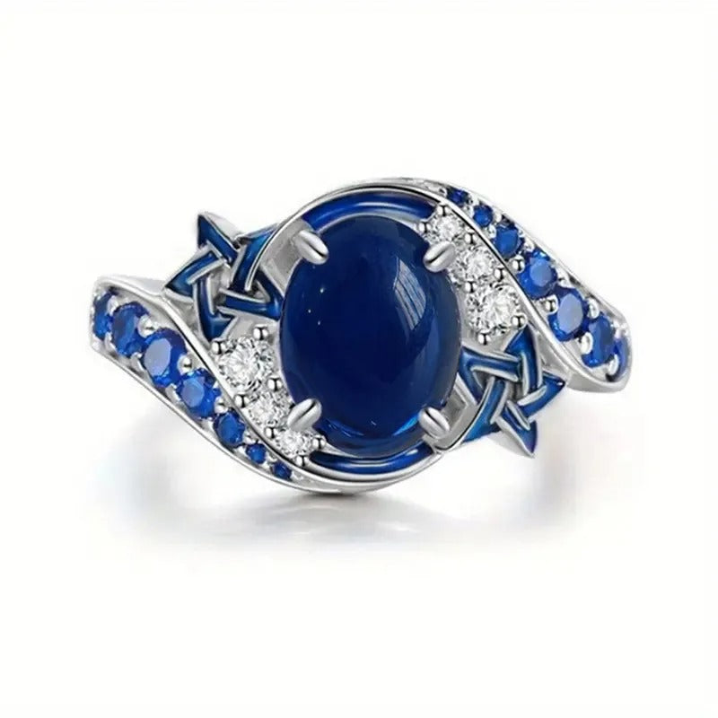 Exotic Blue Stone Silver Ring