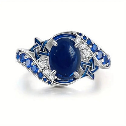 Exotic Blue Stone Silver Ring