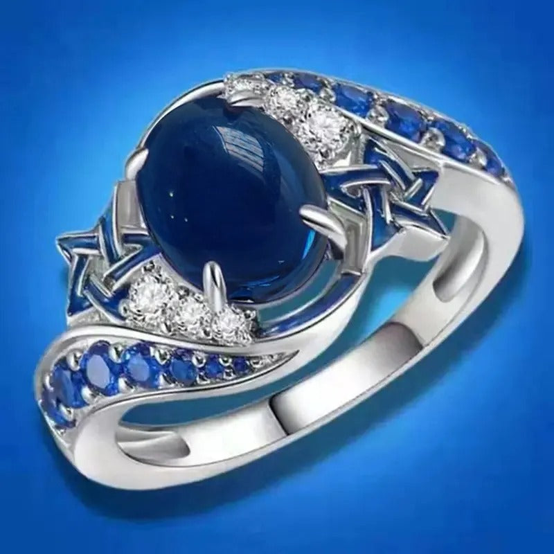 Exotic Blue Stone Silver Ring