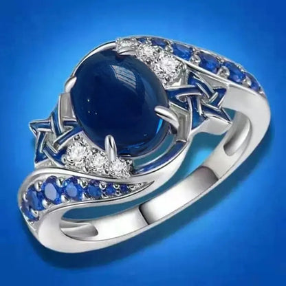 Exotic Blue Stone Silver Ring