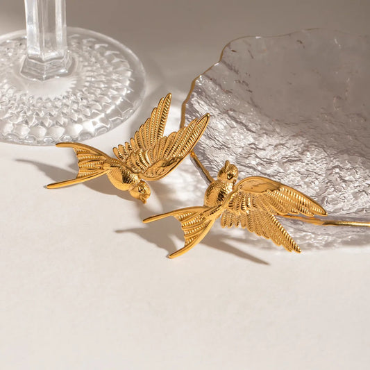 Golden Hummingbird Earrings