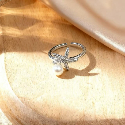 Elegant Starfish Pearl Ring