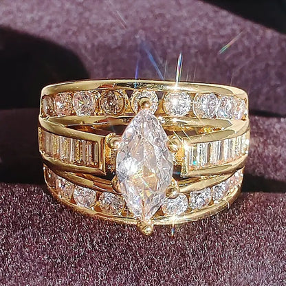 Vintage Inlaid Crystal Gold Ring