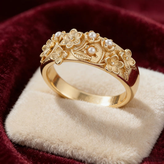 Exotic Bloom Zirconia Gold Ring