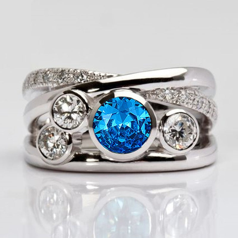Vintage Blue Zirconia Golden Ring