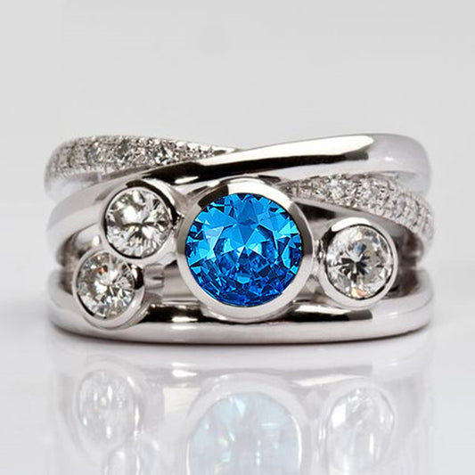 Vintage Blue Zirconia Golden Ring