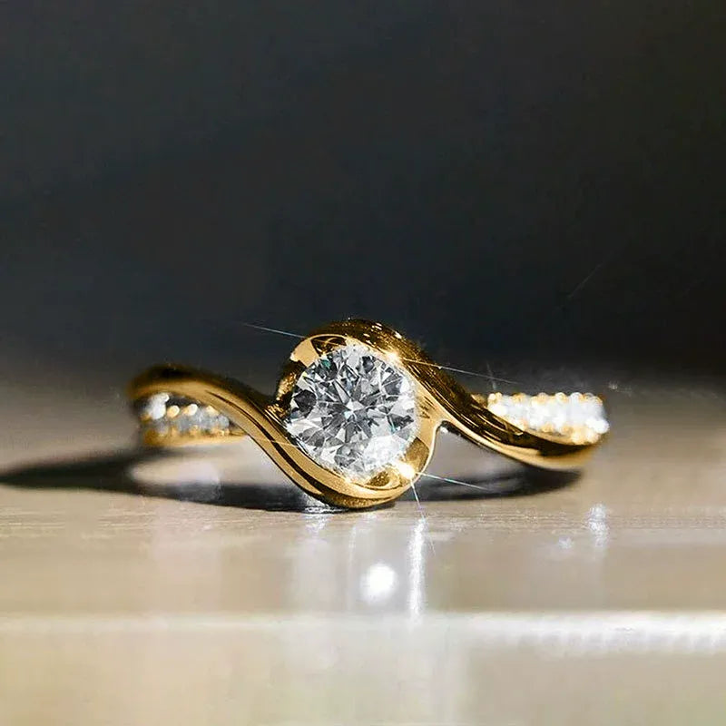 Twist Pave Solitaire Ring