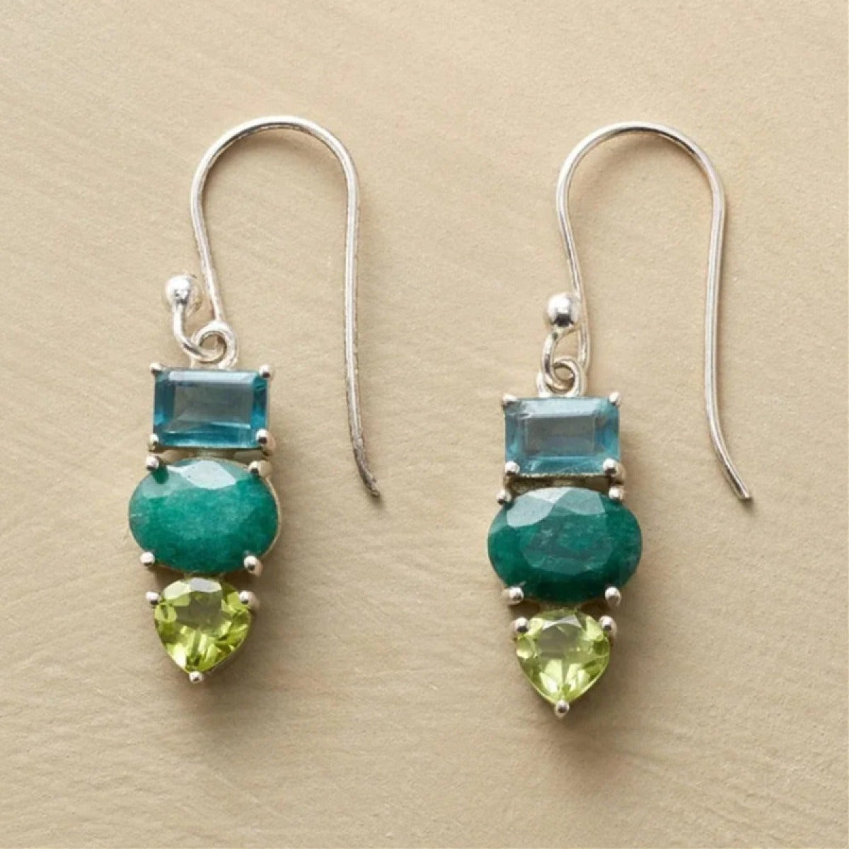 Green Rounded Glass Earrings
