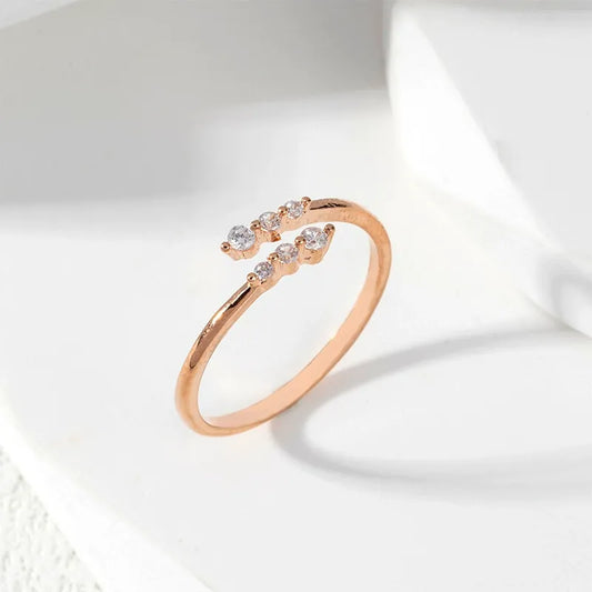 Golden Open Zirconia Ring