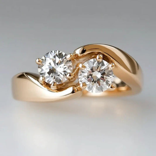 Vintage Irregular Wavy Zirconia Ring