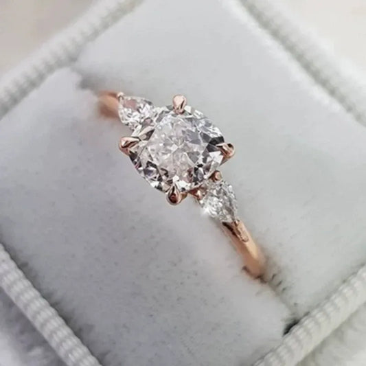 Vintage Crystalline Rounded Square Ring