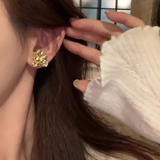 Boho Gold Blossom Stud Earrings