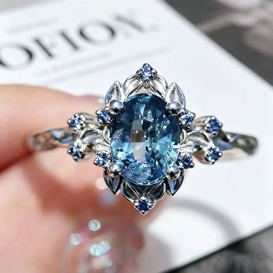 Midnight Teardrop Halo Ring