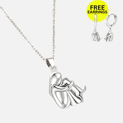 Hug Pendant Necklace With Bonus Earrings – Offer