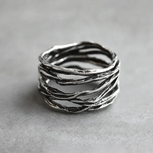 Vintage Minimalist Layered Silver Ring