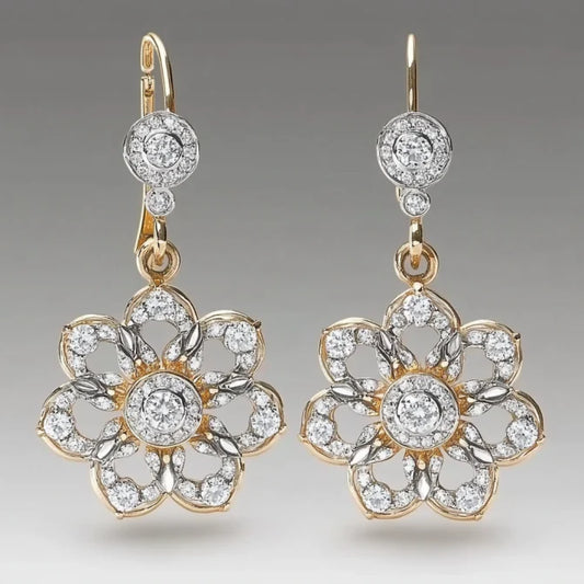 Vintage Crystal Flower Mandala Earrings